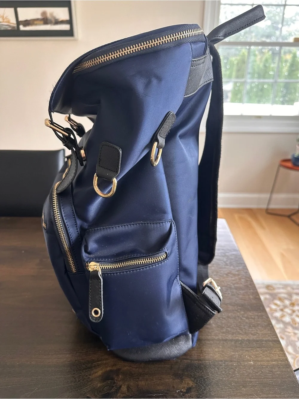 Navy Maelort & Co Ring Equestrian Backpack with Gold Hardware